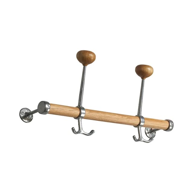 Gustav Coat Hook Rack Oak/Aluminium 40cm
