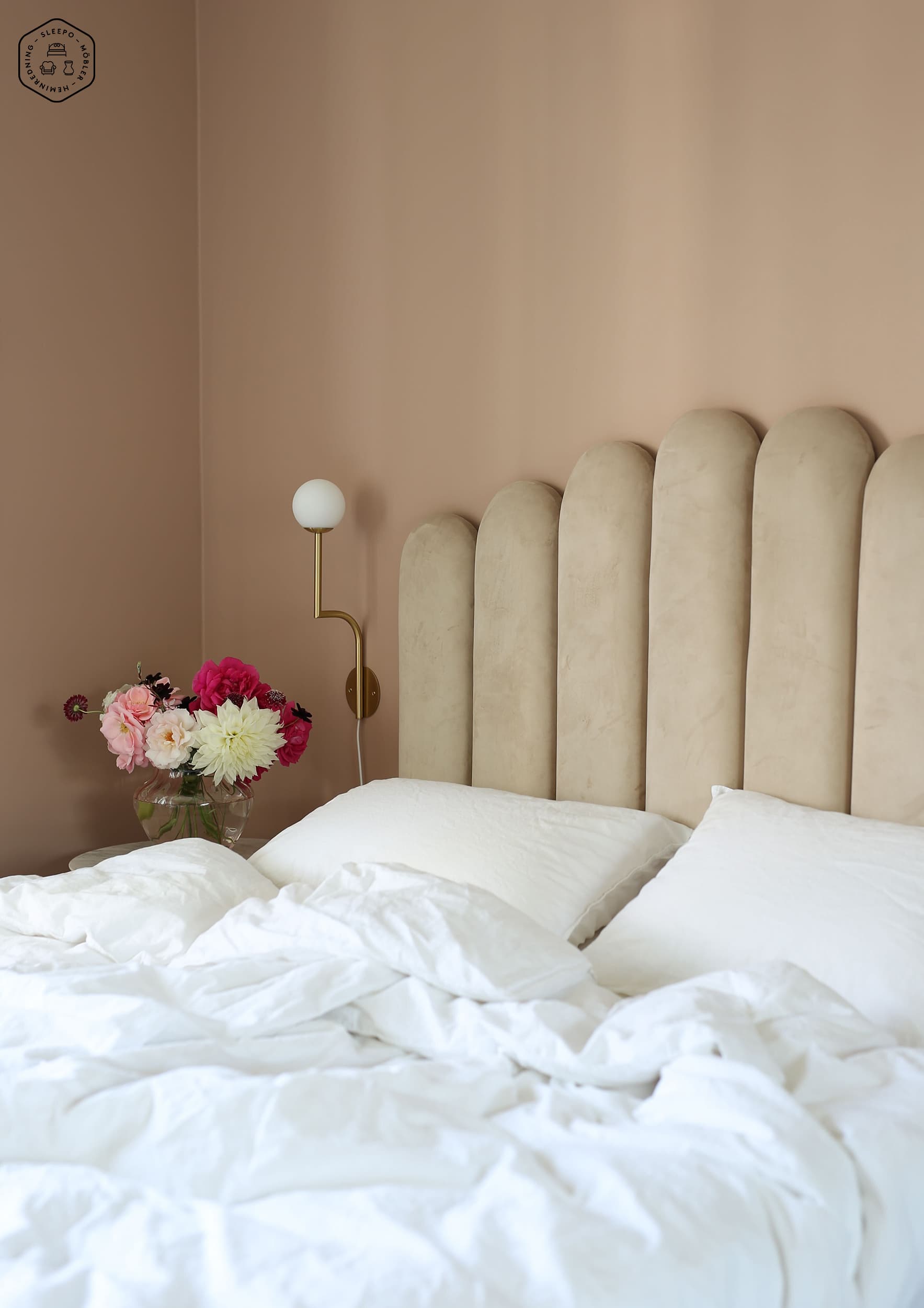 Art Kopfteil Samt Beige 180cm
