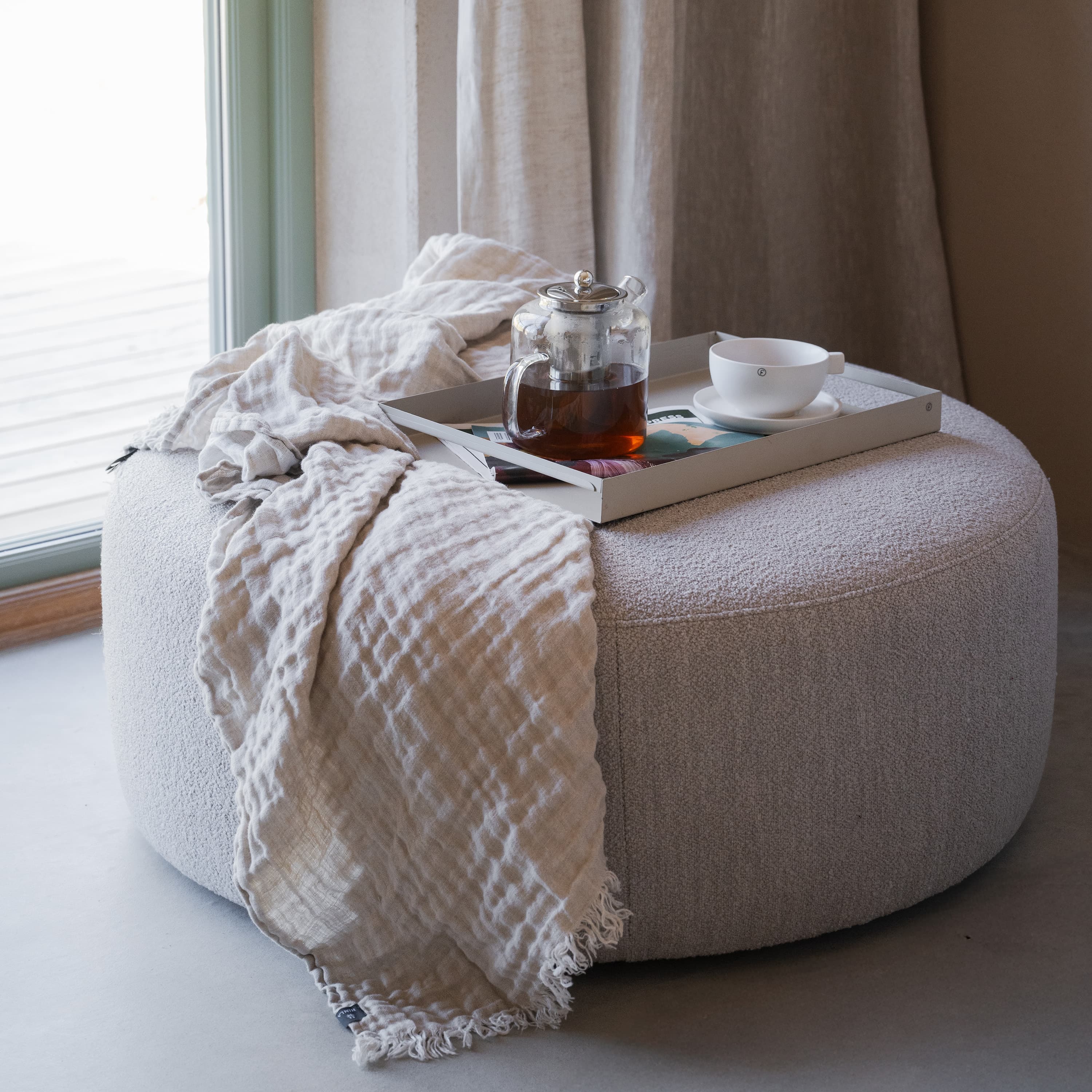 Joplin Sittpuff Ljusbeige Ø90