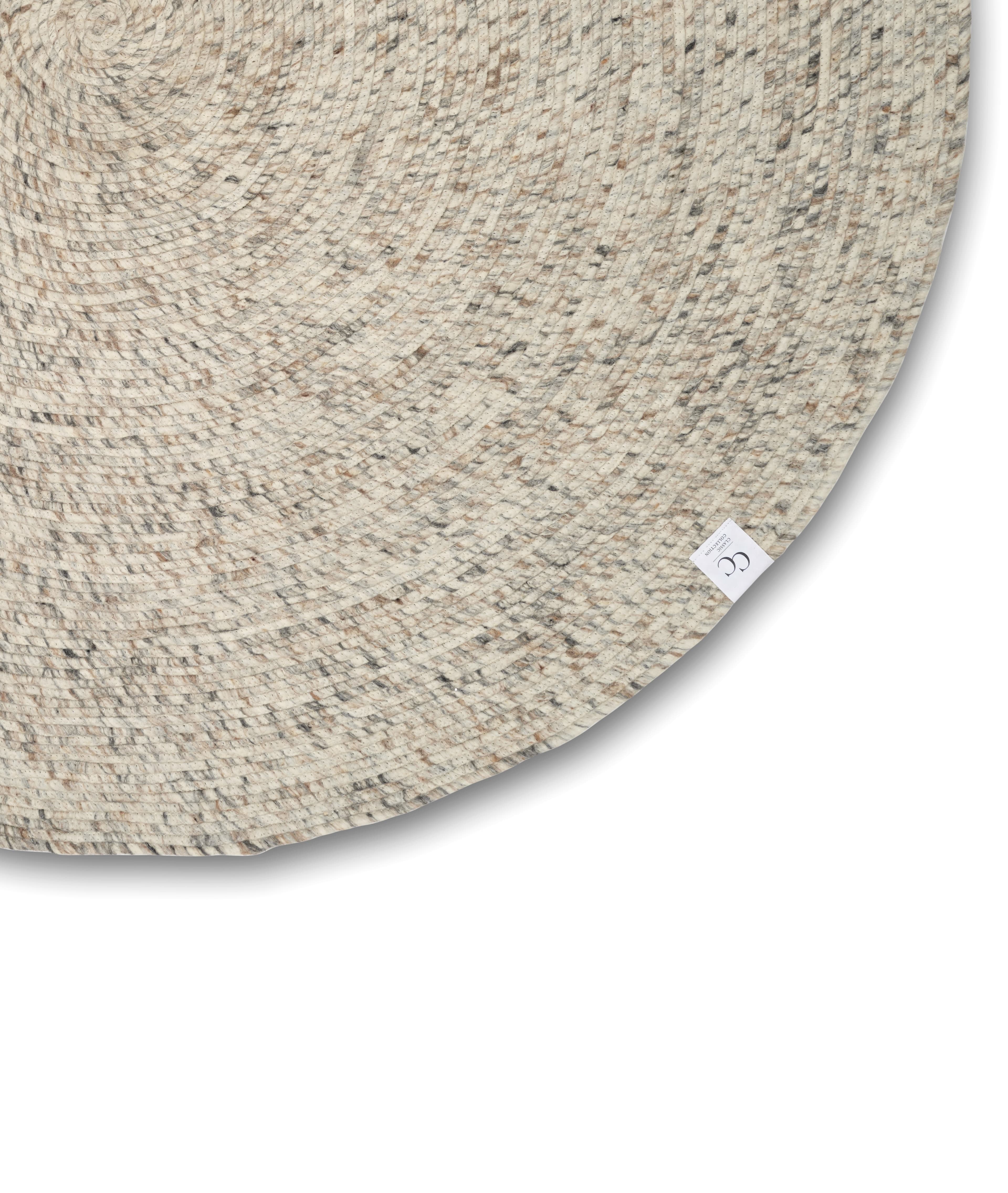 Merino Runder Wollteppich Weiß Ø200cm