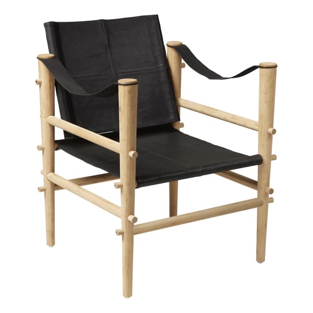 Noble Safari Lounge-Sessel Schwarz/Holz