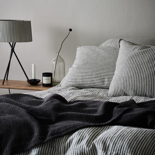 Duvet Cover Linen Grey/White 150x210