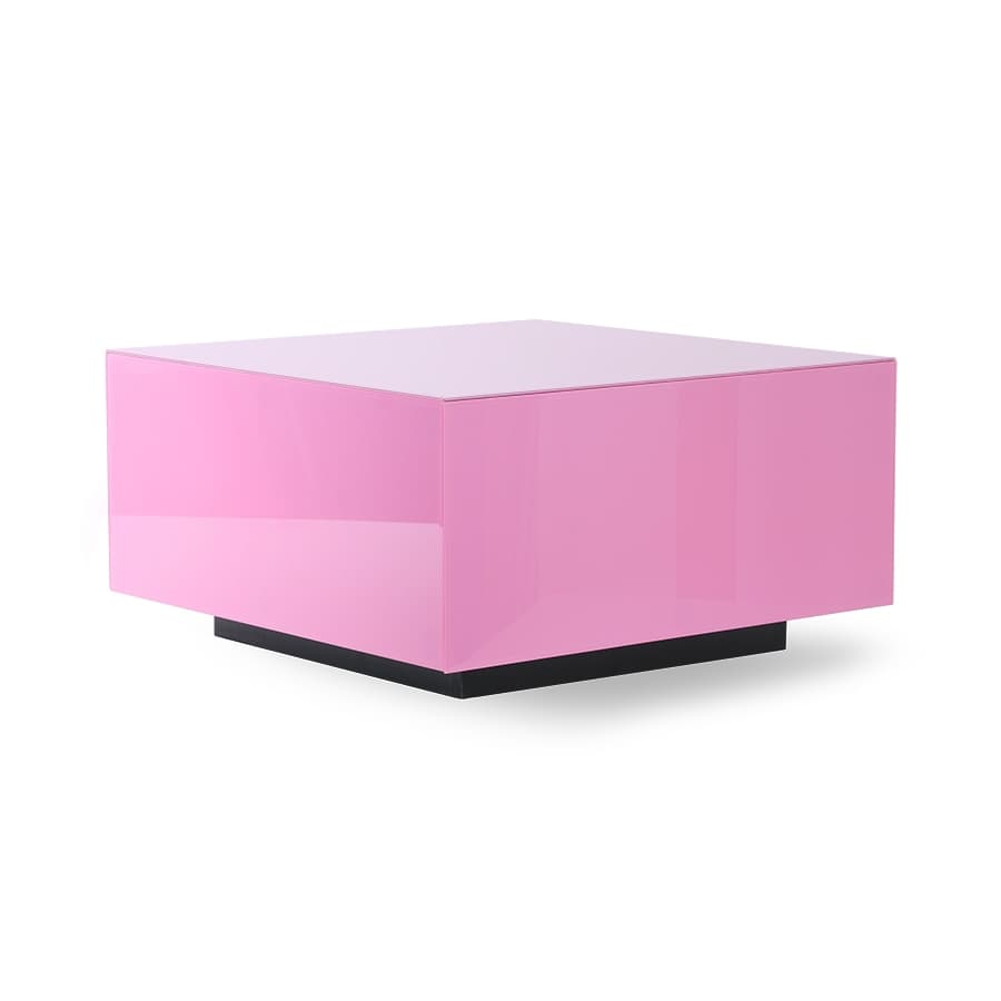 Block Mirrored Table Pink 60cm