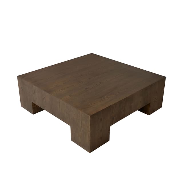 Chunky Coffee Table Brown Stained Oak 90x90