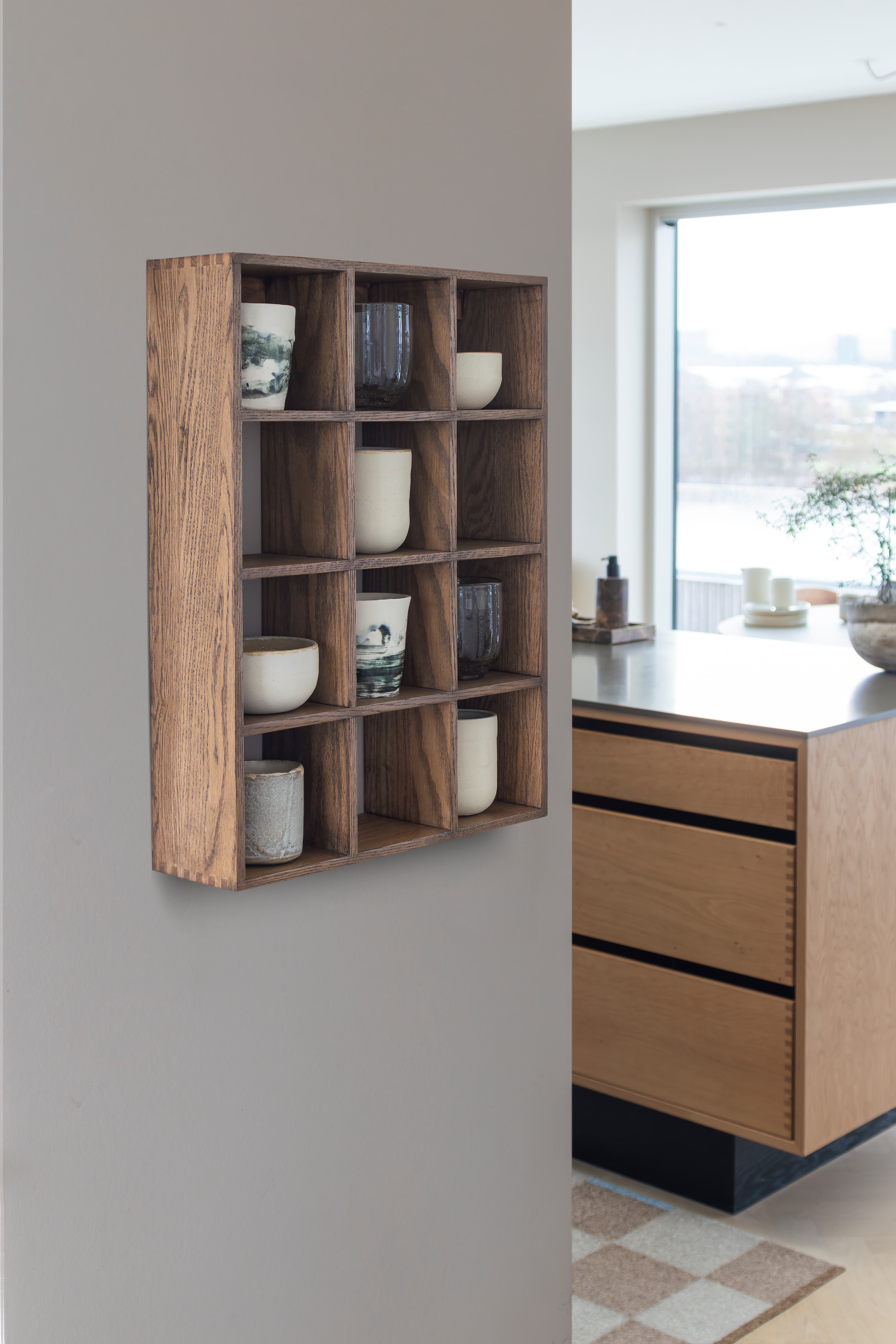 Showcase Set Box Regal Eiche Dunkel Geölt 53cm