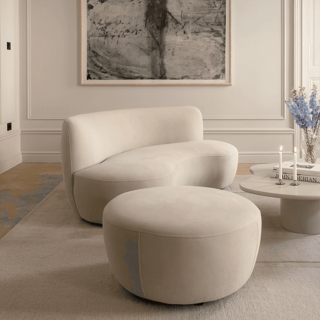 Moon Sitzpouf Samt Greige 80 cm