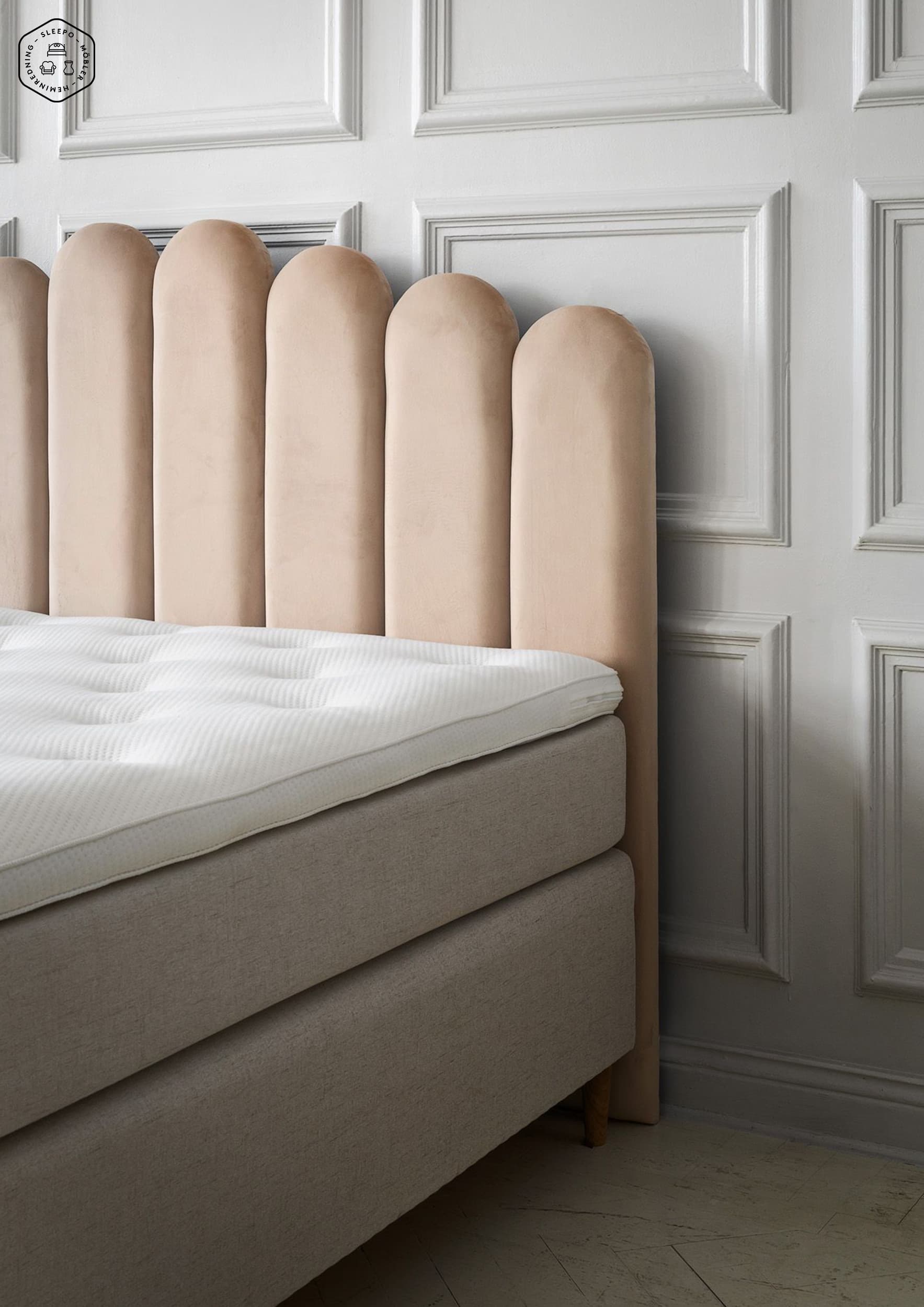 Art Kopfteil Samt Beige 180cm