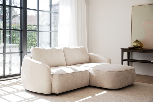 Norris 3-sits Soffa Schäslong Höger Ljusbeige 226cm