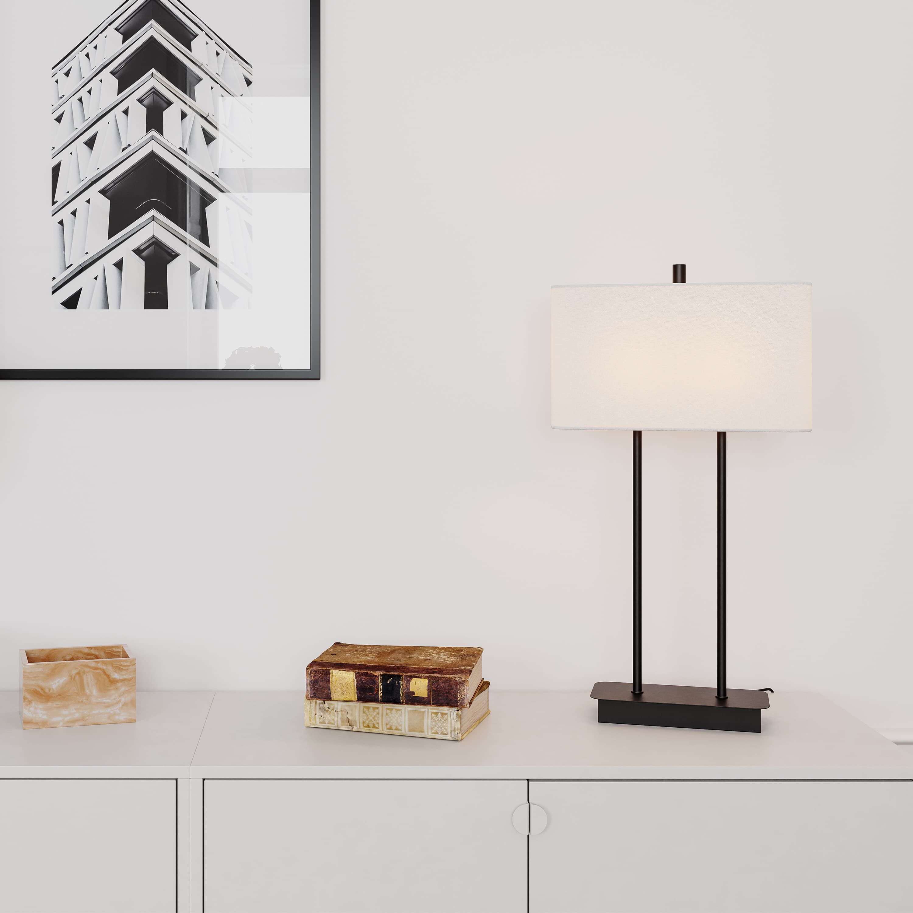 Luton Table Lamp Black/White 65cm