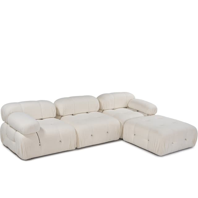 Blanca 3-seater Chaise Sofa White Bouclé 288cm