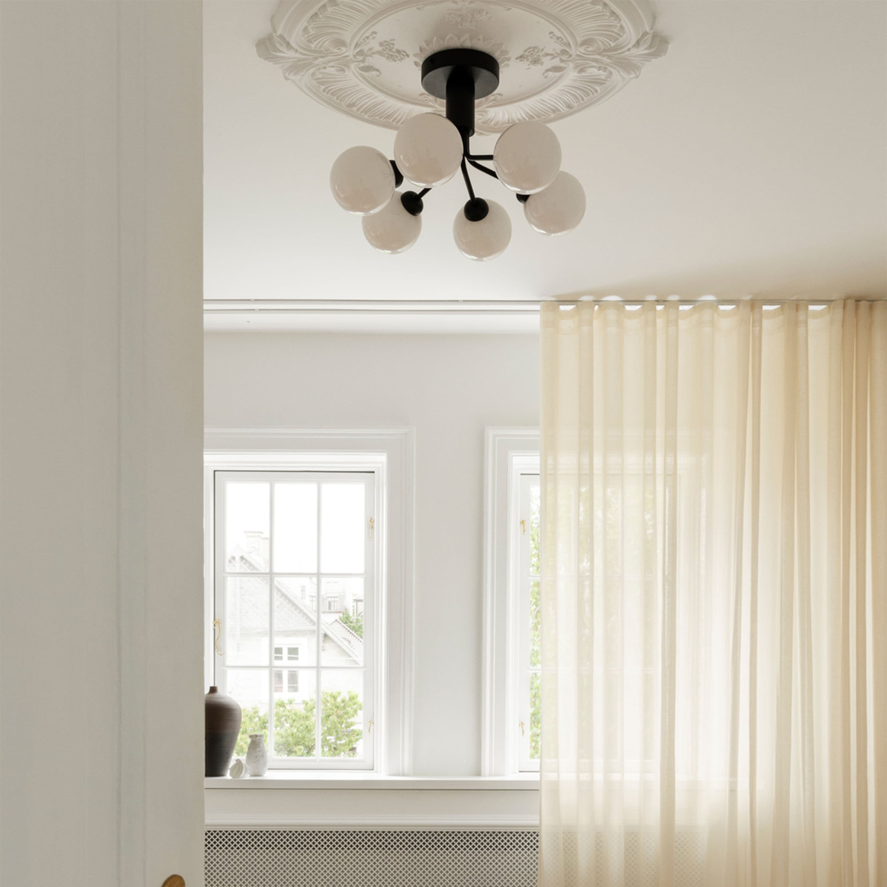 Apiales 6 flush mount ceiling light Satin Black/Opal
