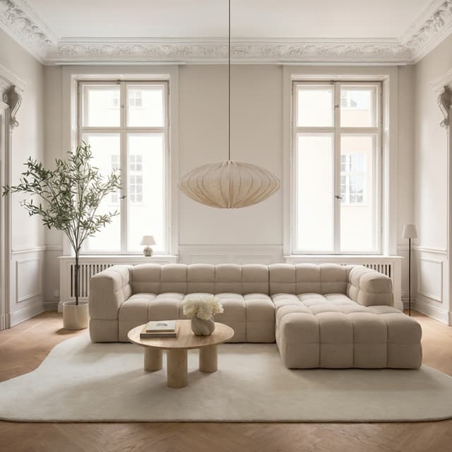 Billie Divansofa Rechts Beige Bouclé