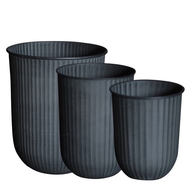Out Stripe Pot Black Set of 3