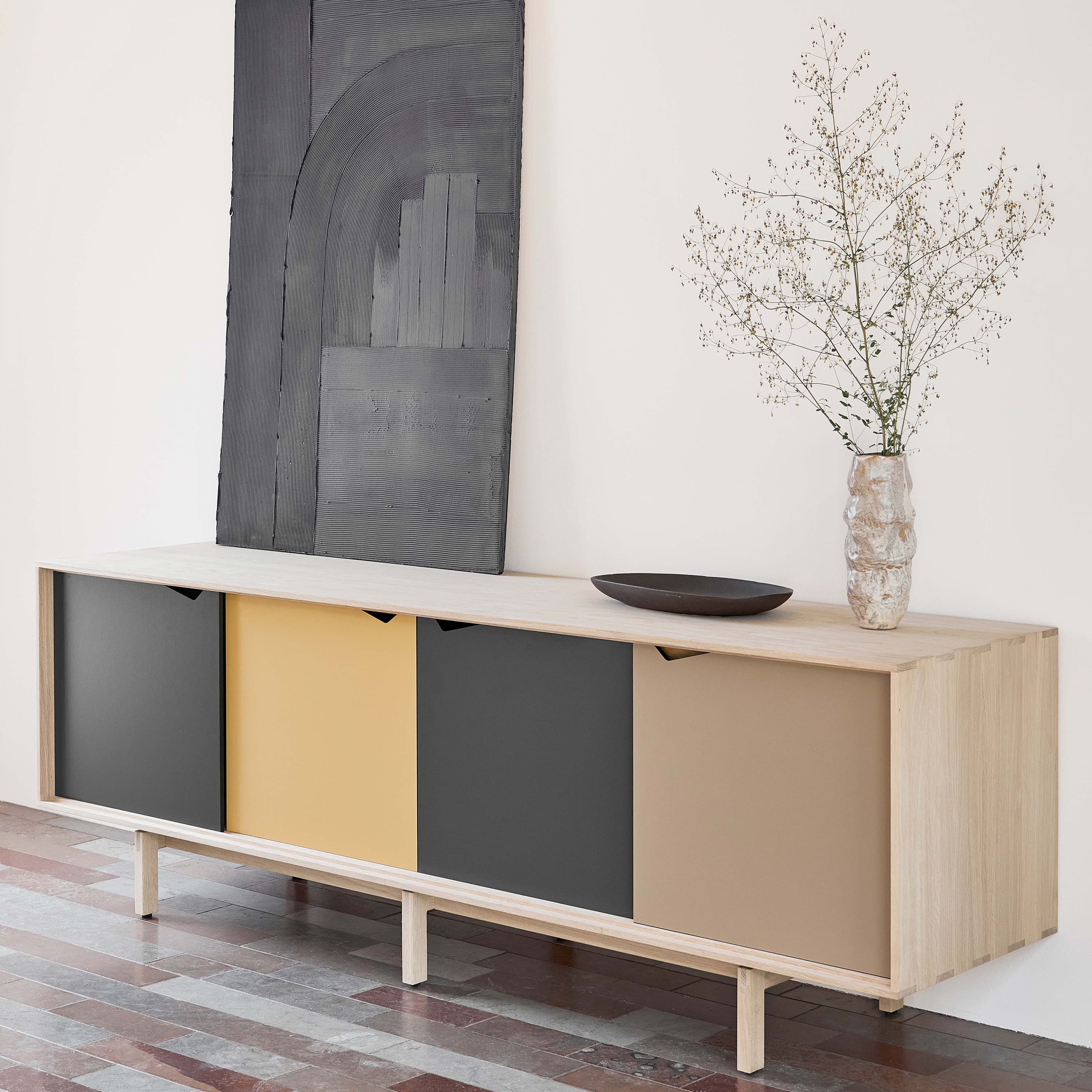 S1 Sideboard Såpad Ek/Vit 200x68