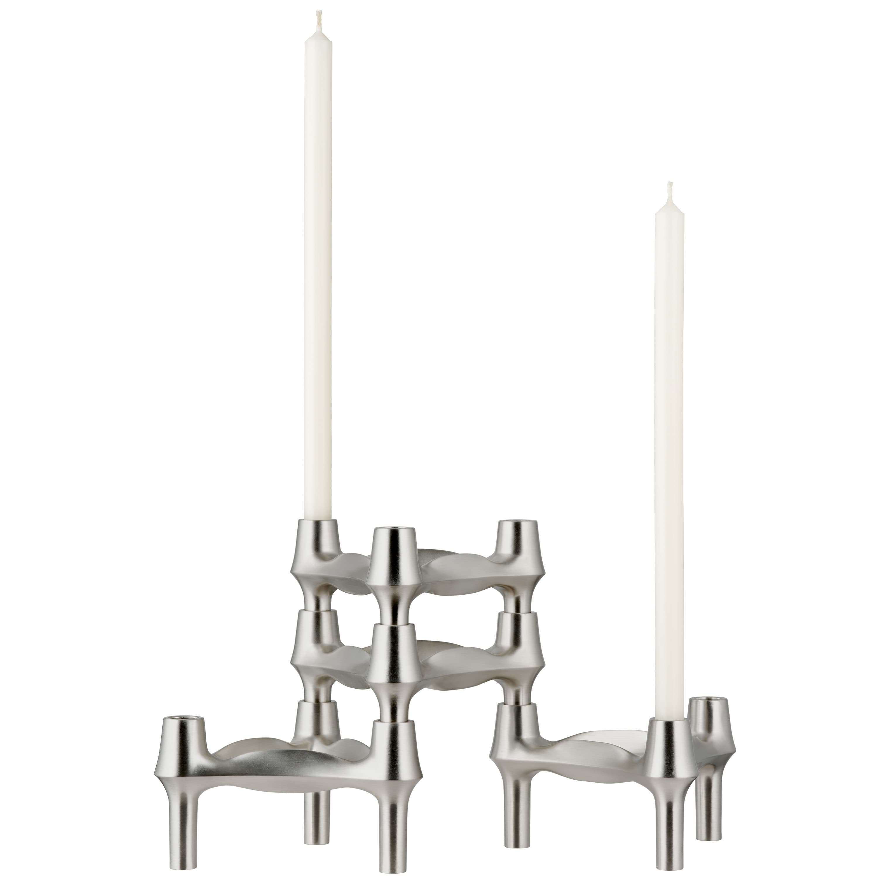 STOFF Nagel BMF Kerzenständer Gebürstetes Chrom 3er-Pack