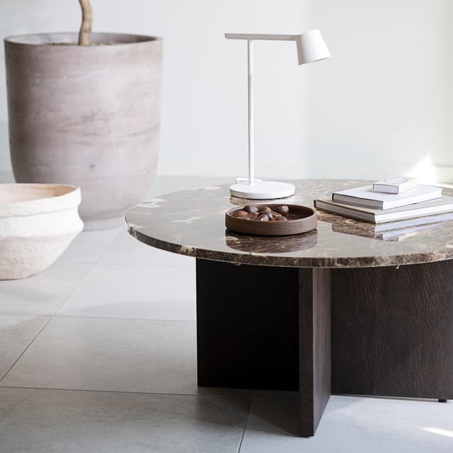 Brooksville Couchtisch Braun Marmor/Eiche Ø90