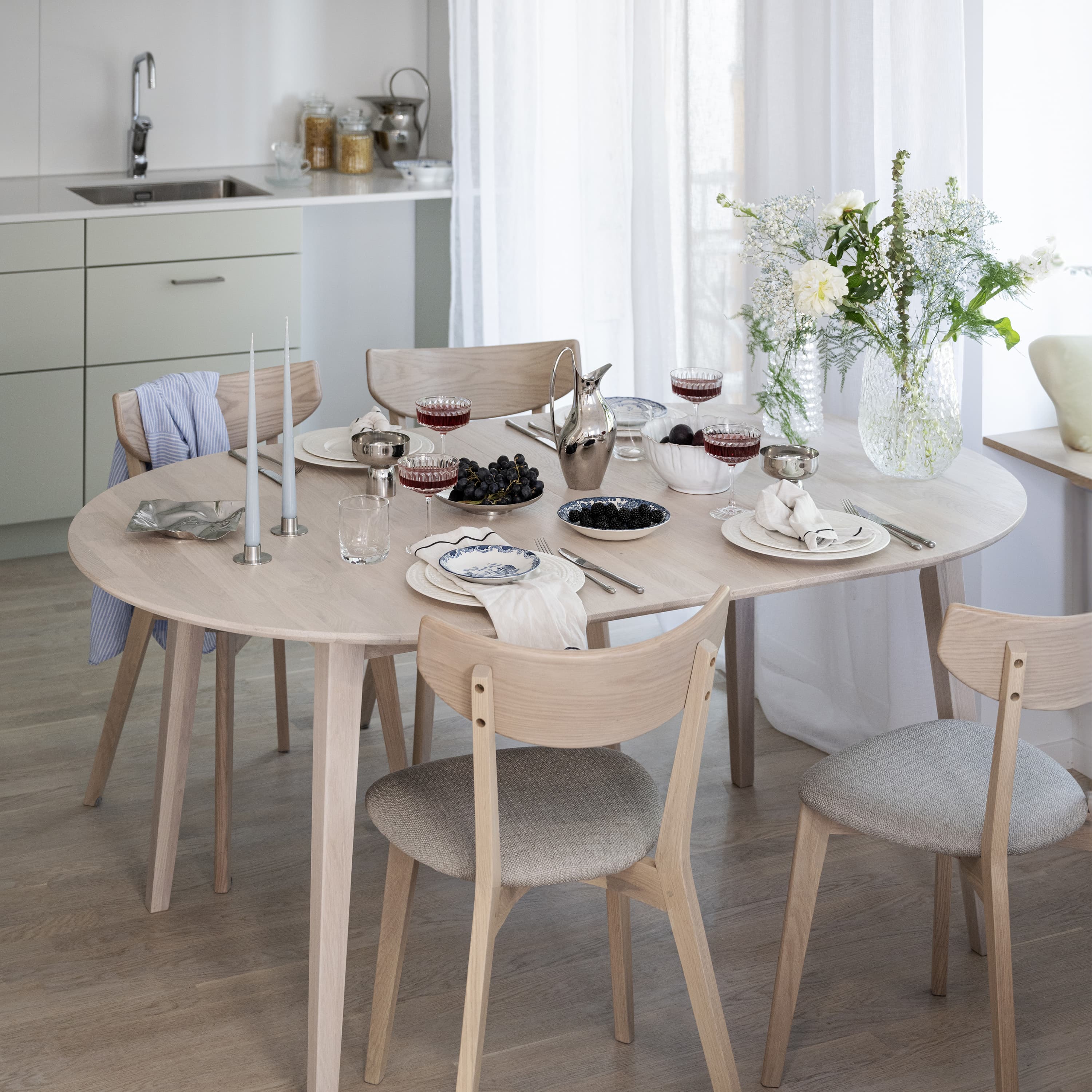 Filippa Dining Table Oval White Washed 170+40