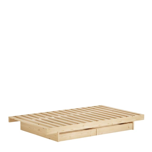 Kanso Bettrahmen inklusive 2 Schubladen Raw 120cm