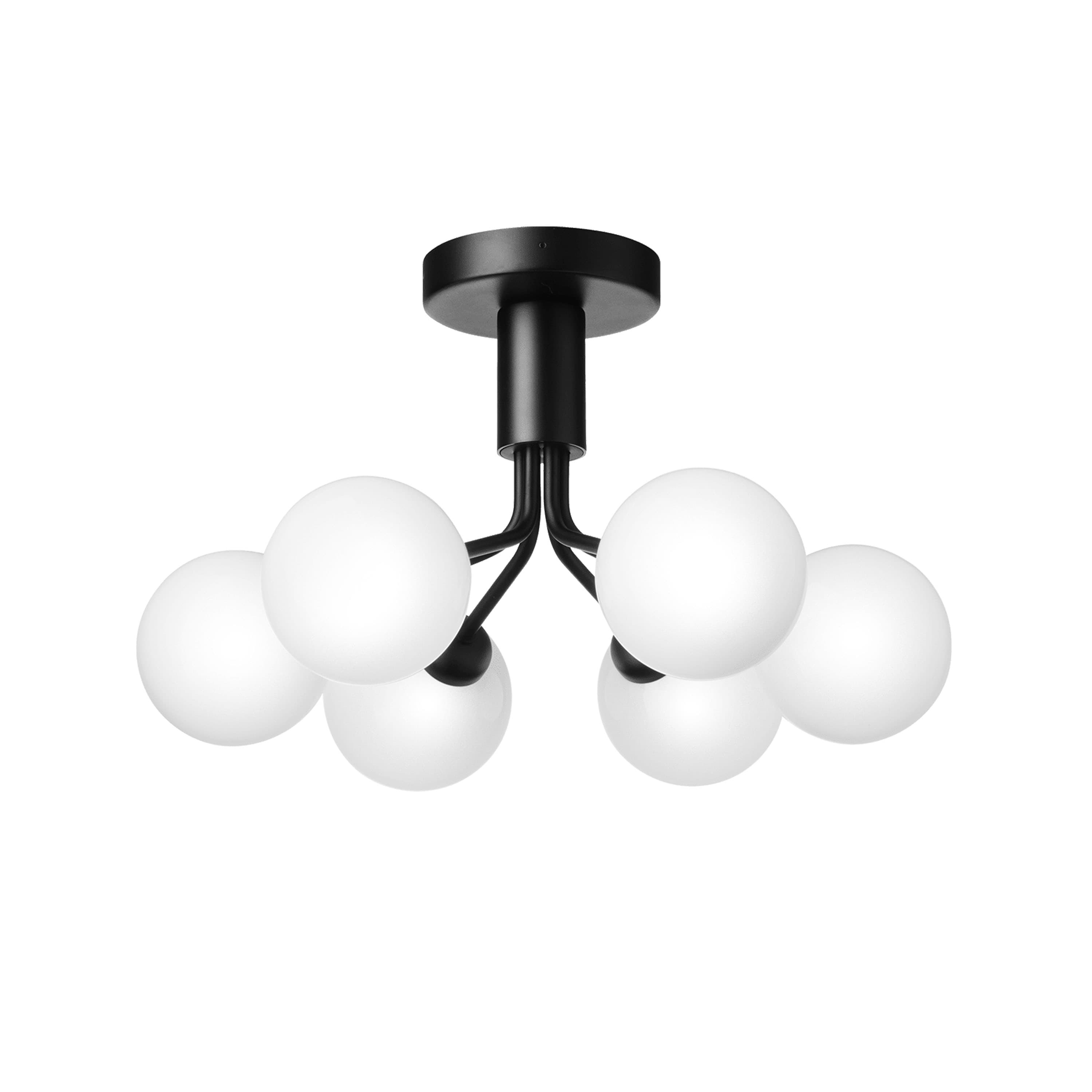 Apiales 6 flush mount ceiling light Satin Black/Opal