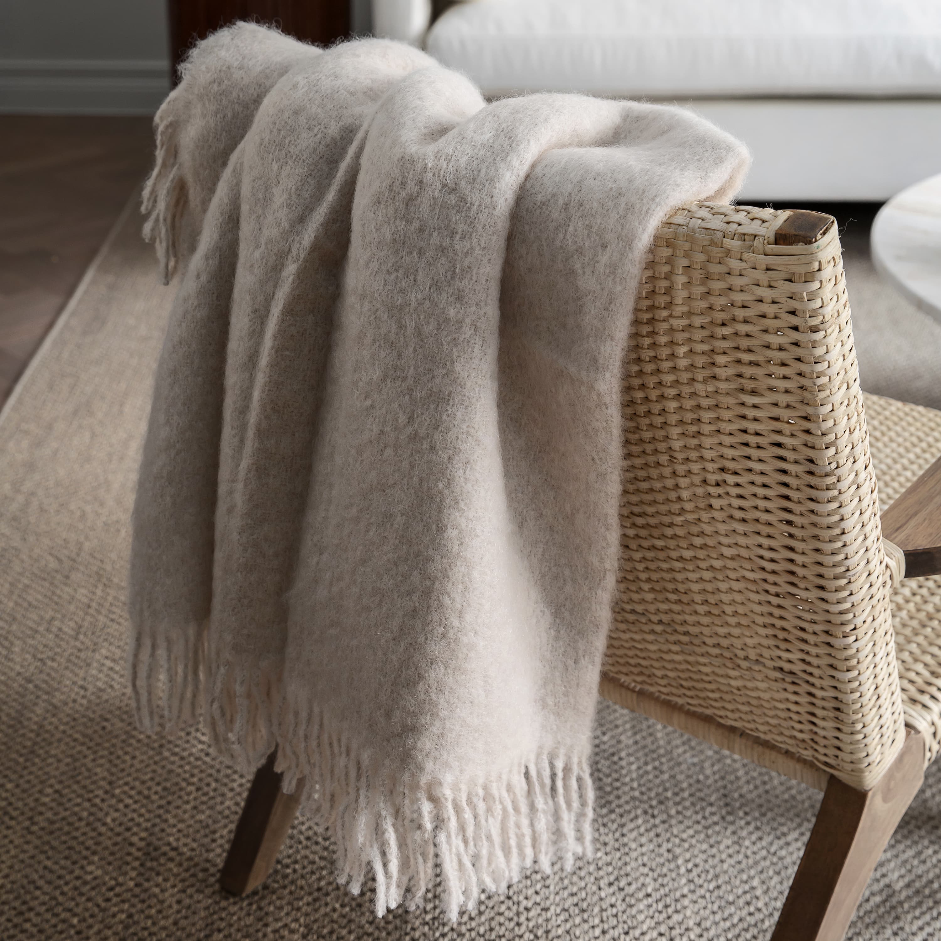 Mohair Pläd Mellow Rose/Brick Melange