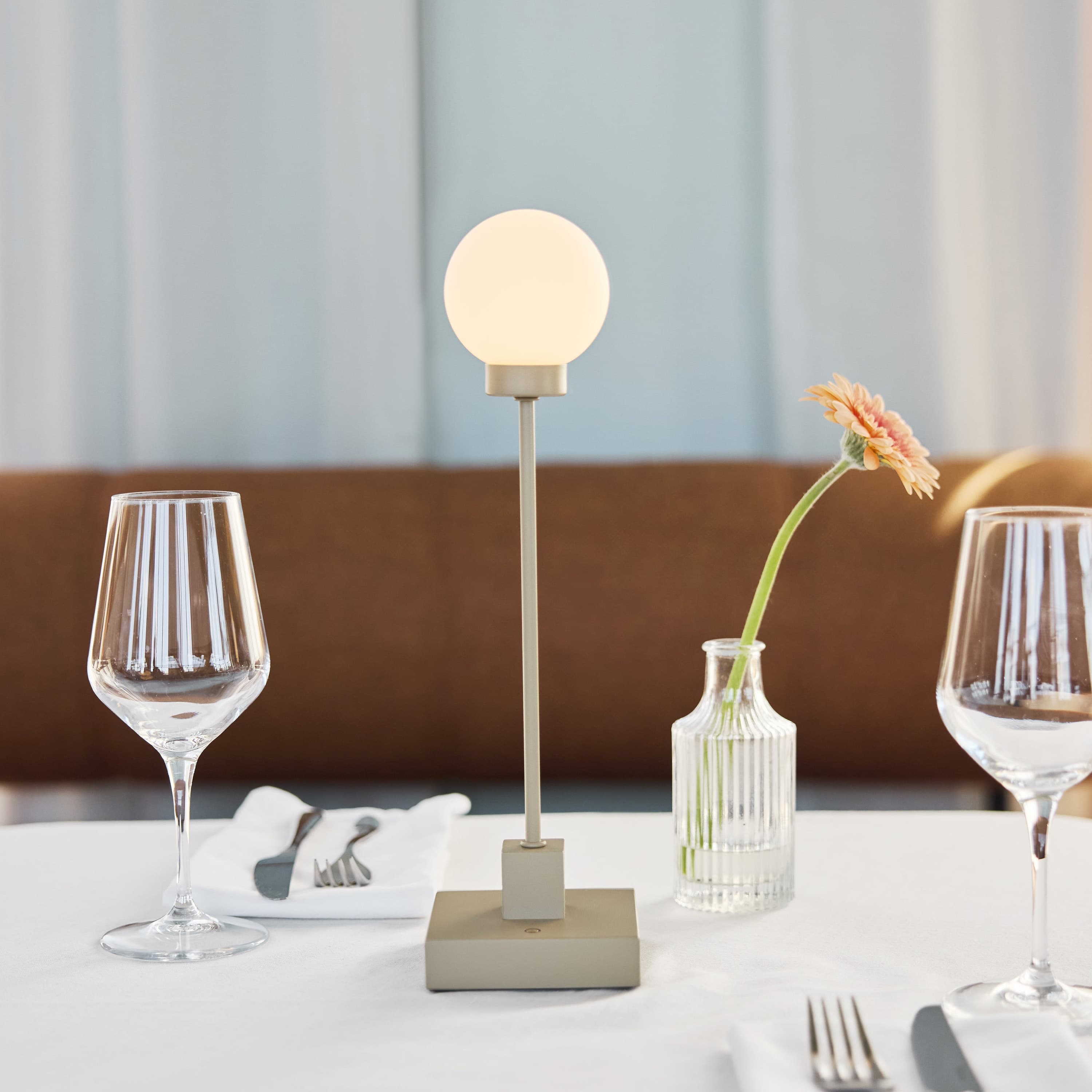 Snowball Table Lamp Portable Greige