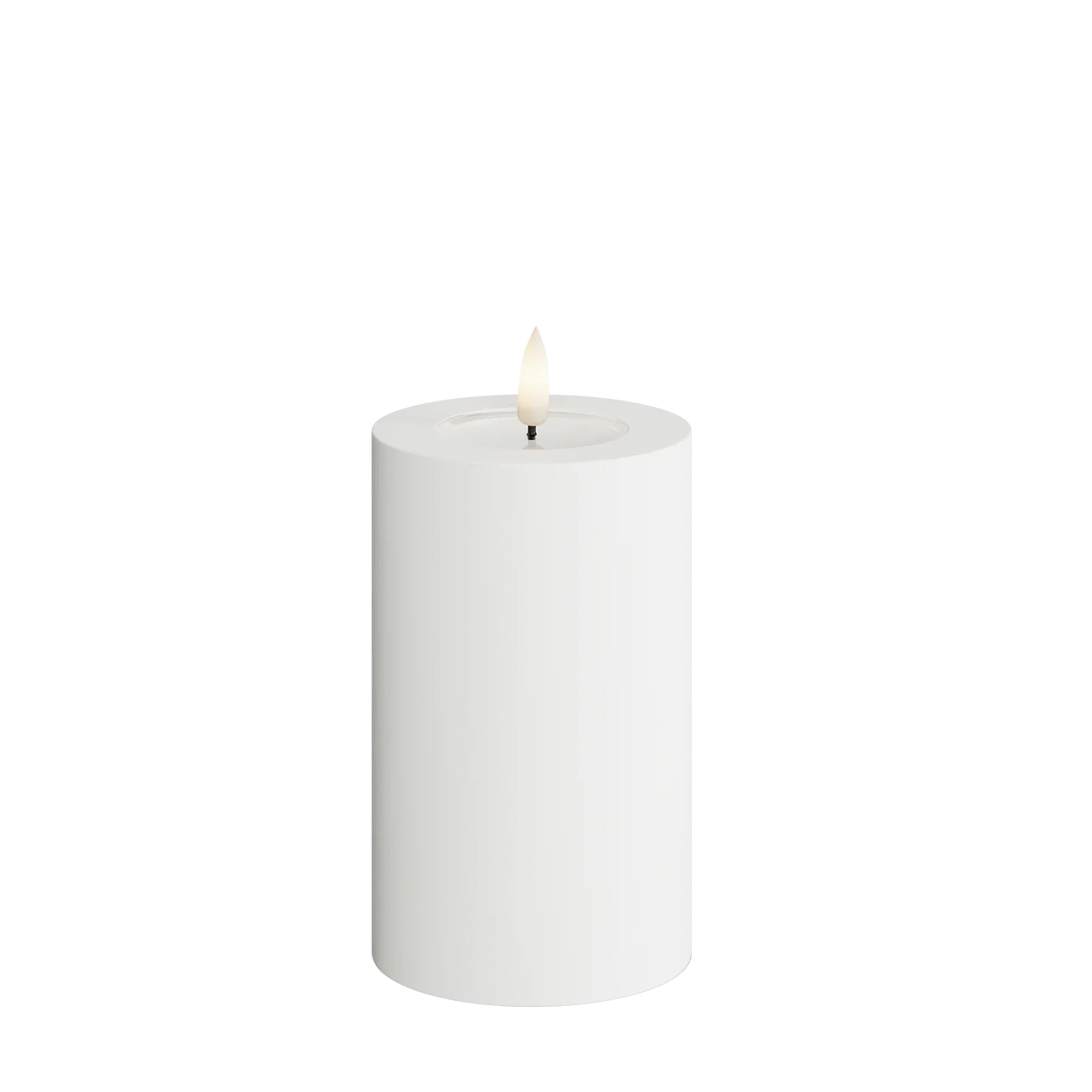 LED Block Candle Outdoor White 12cm