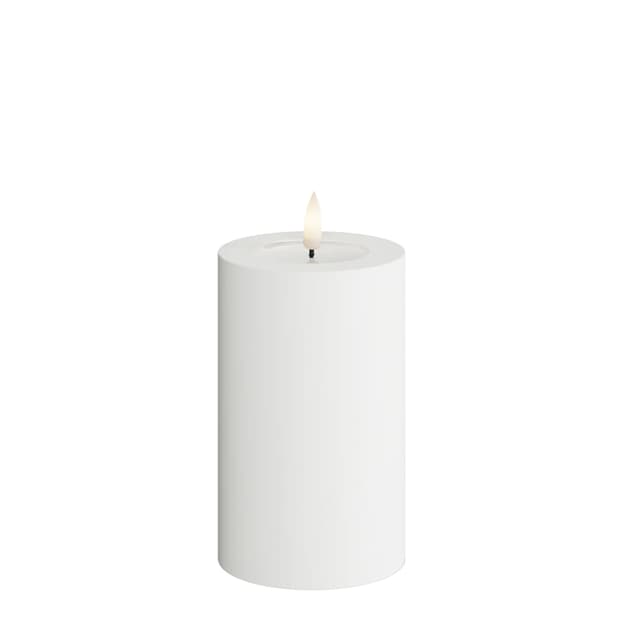 LED Block Candle Outdoor White 12cm