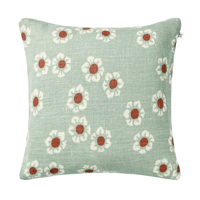 Amina Kissenbezug Leinen Aqua/Apricot Orange 50x50
