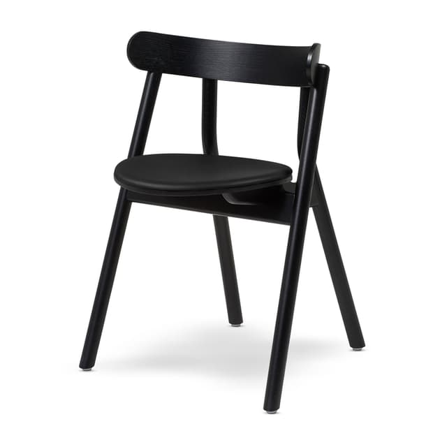Oaki Esszimmerstuhl Black Leather/Black Oak