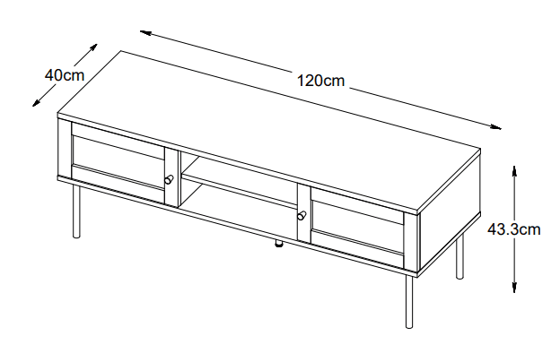 Elin TV Stand Black 120cm
