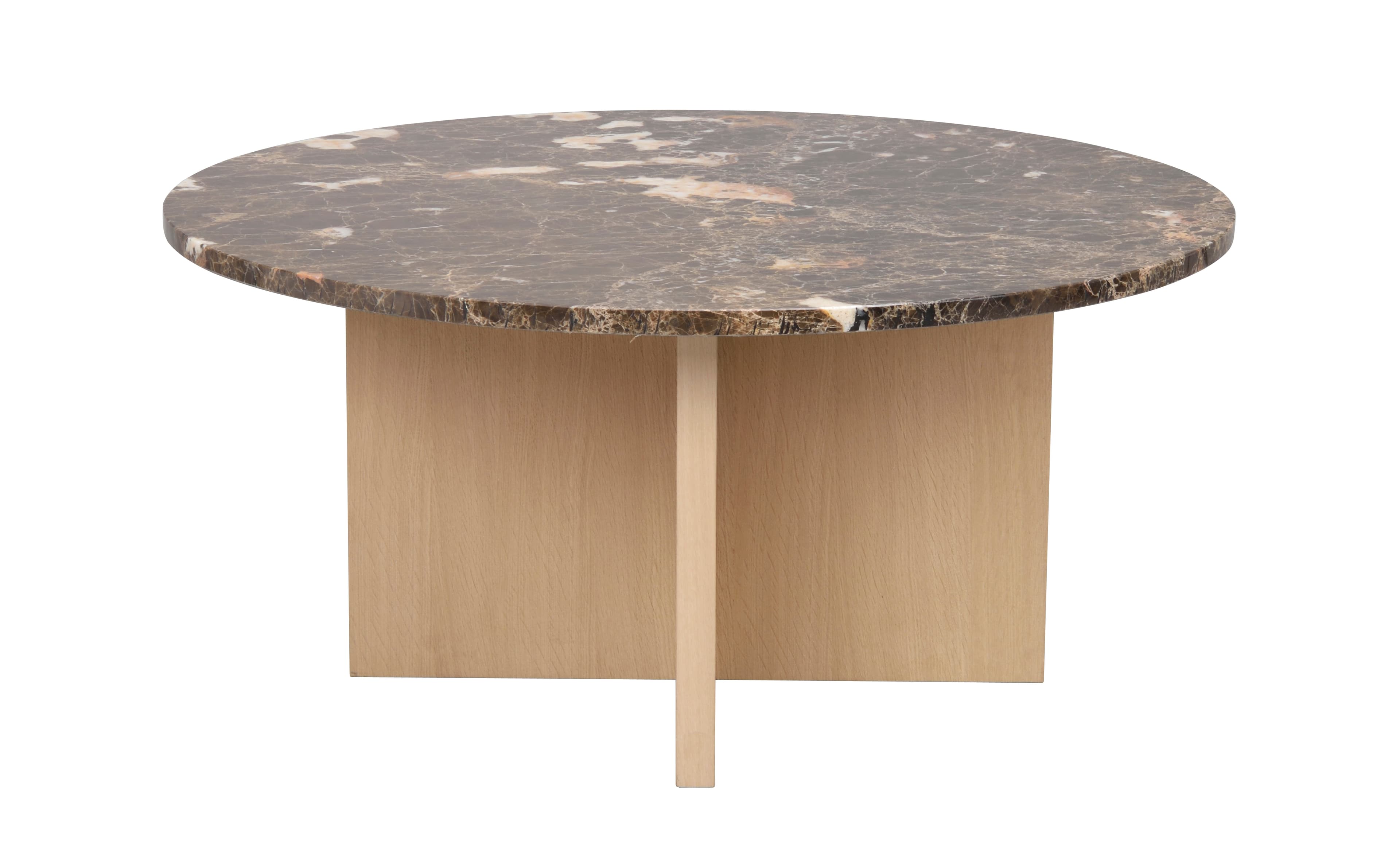 Brooksville Coffee Table Brown Marble/White Washed Ø90