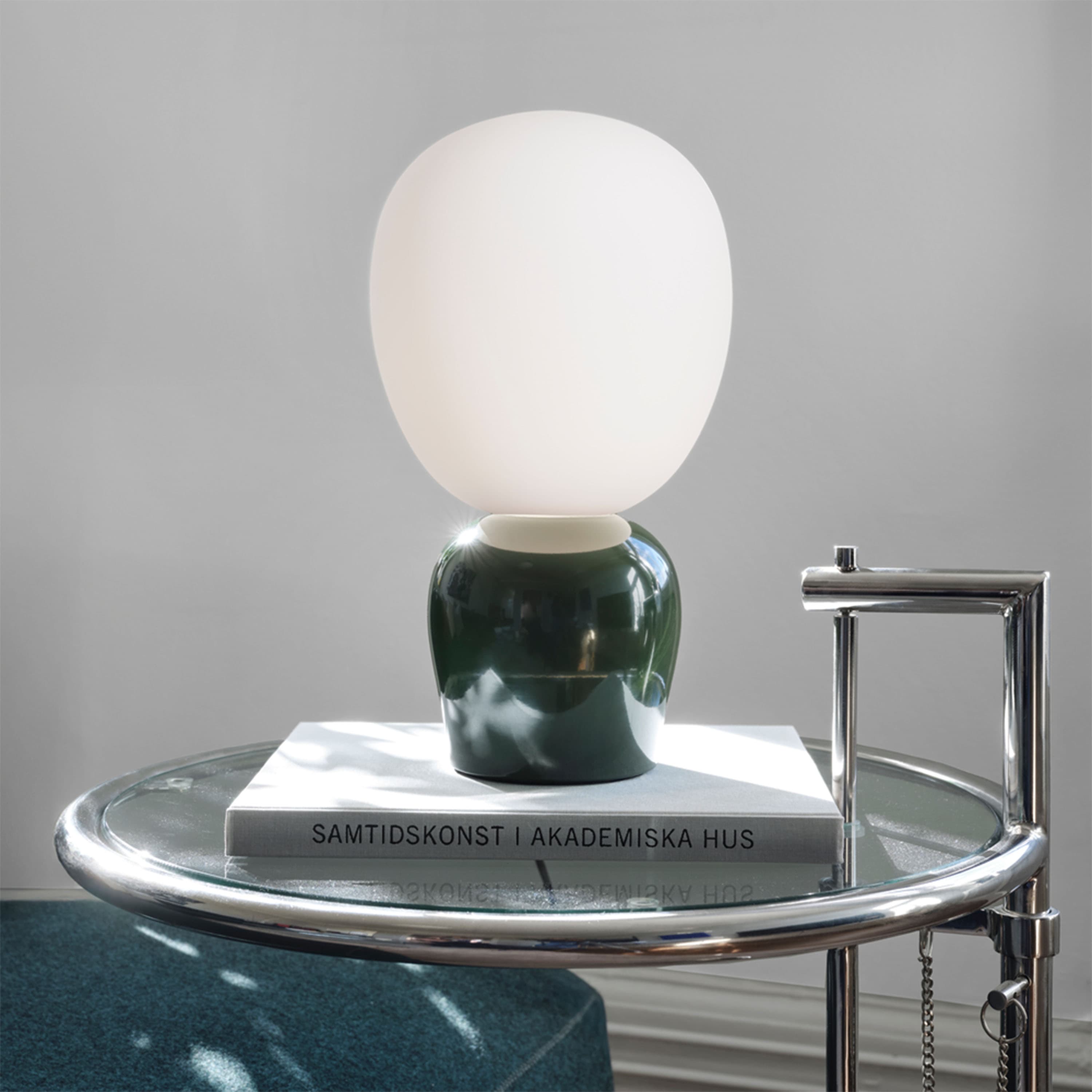 Buddy Tischlampe Glänzend Waldgrün/Opalglas 33cm