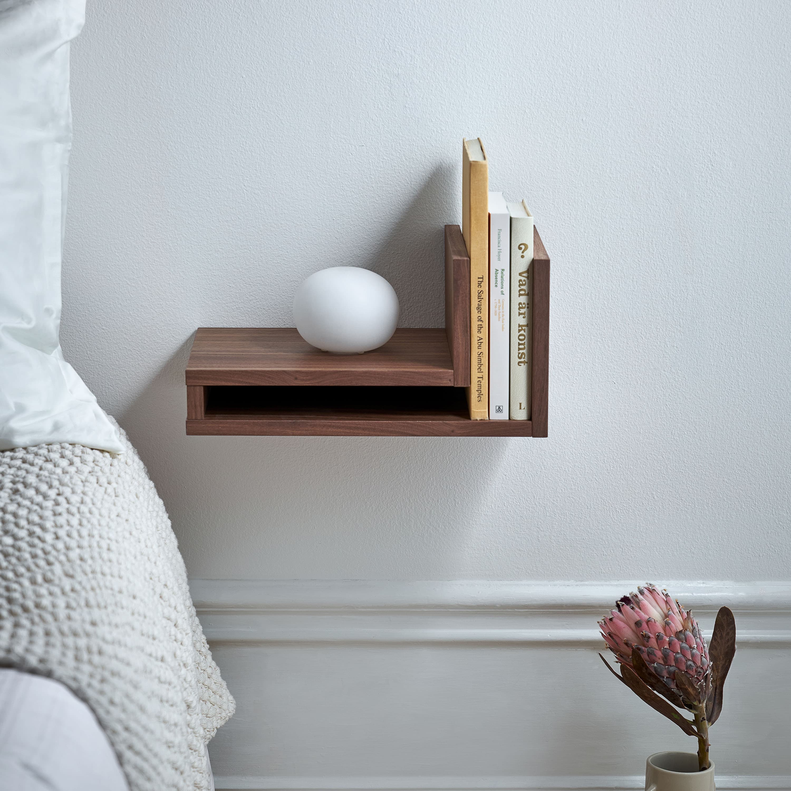 F-Shelf Left Bedside Table Walnut