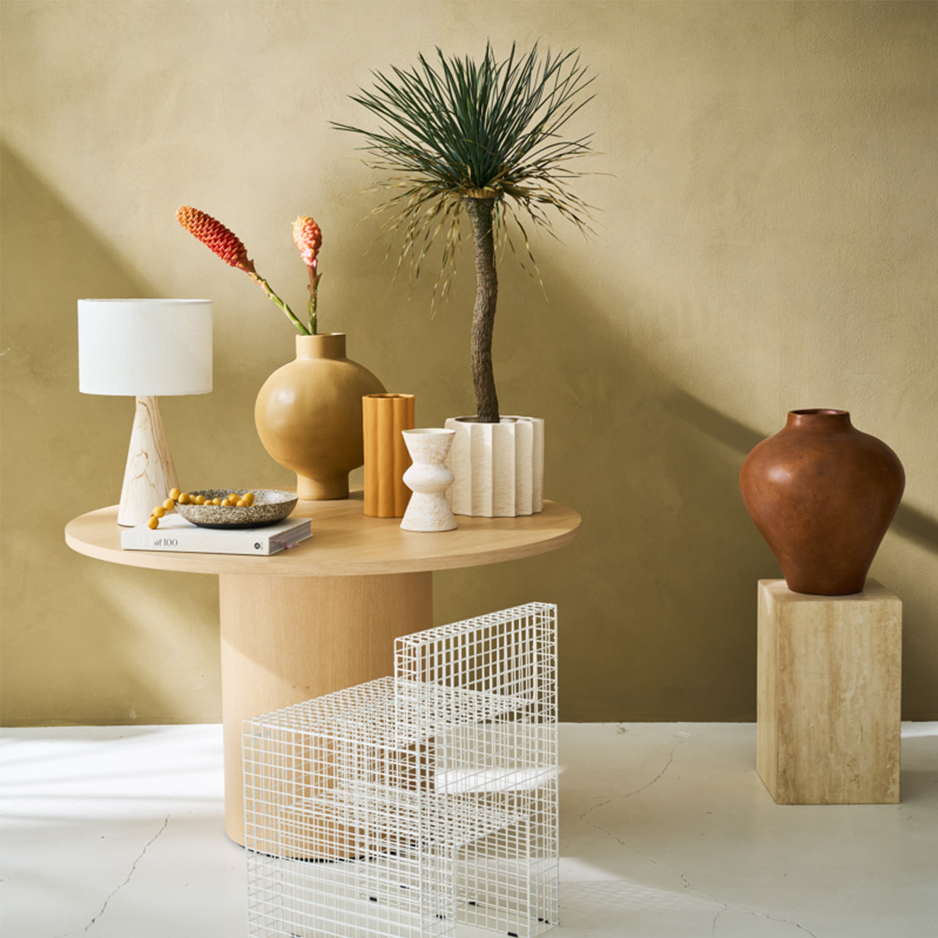 Jun Tischlampe Tavertine/White 50cm
