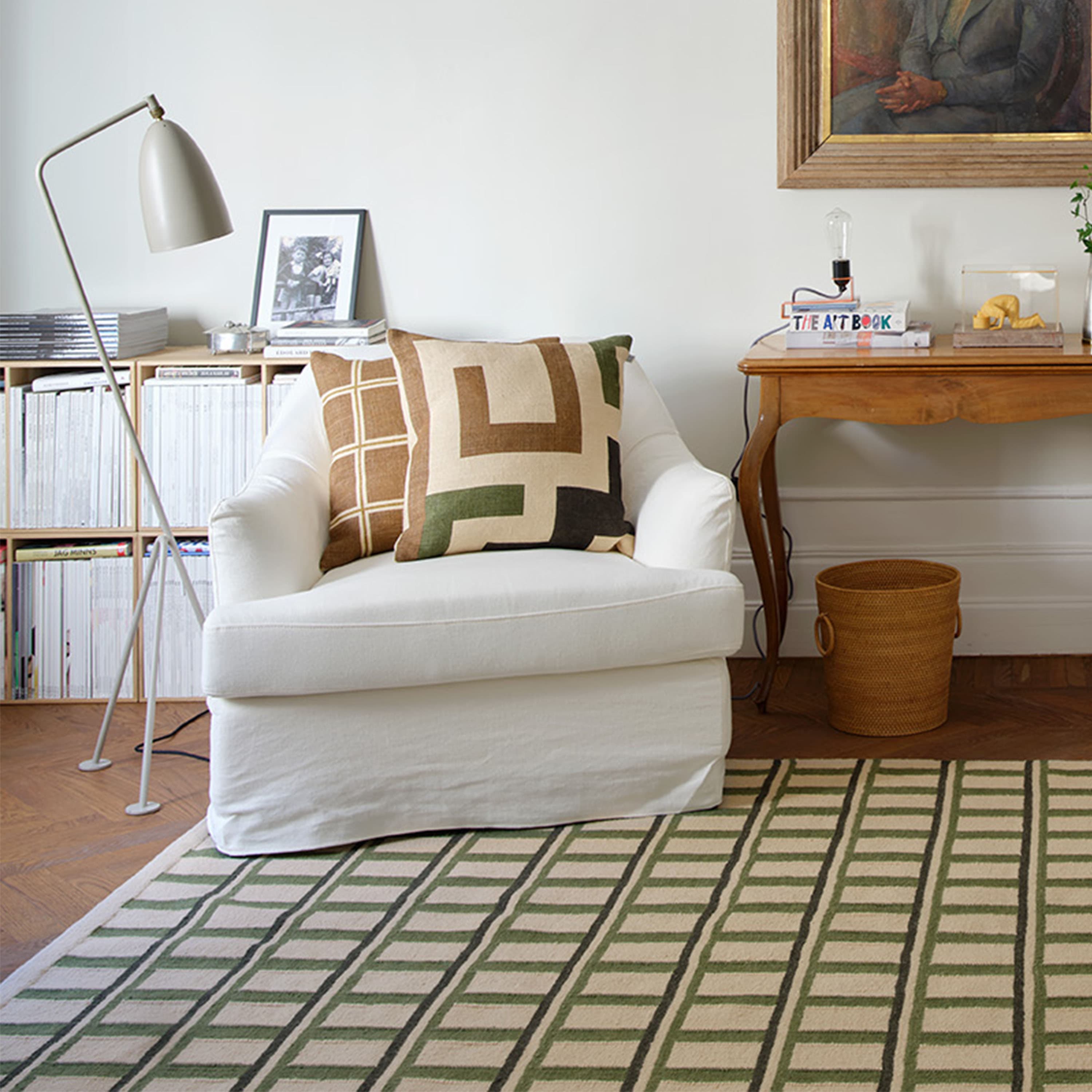 Mysore Wollteppich Off White/Green/Dark Green 180x270