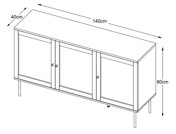 Elin Sideboard Black 140cm