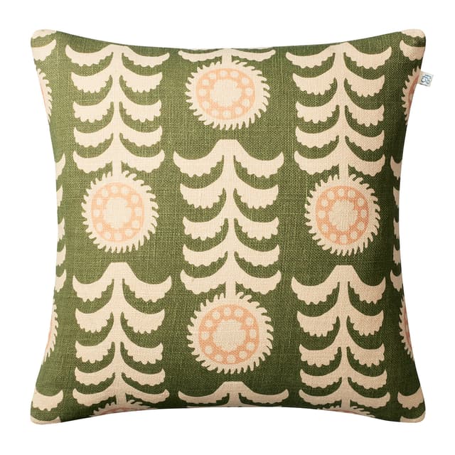 Alok Linen Cushion Cover Beige/Cactus Green/Rose 50x50
