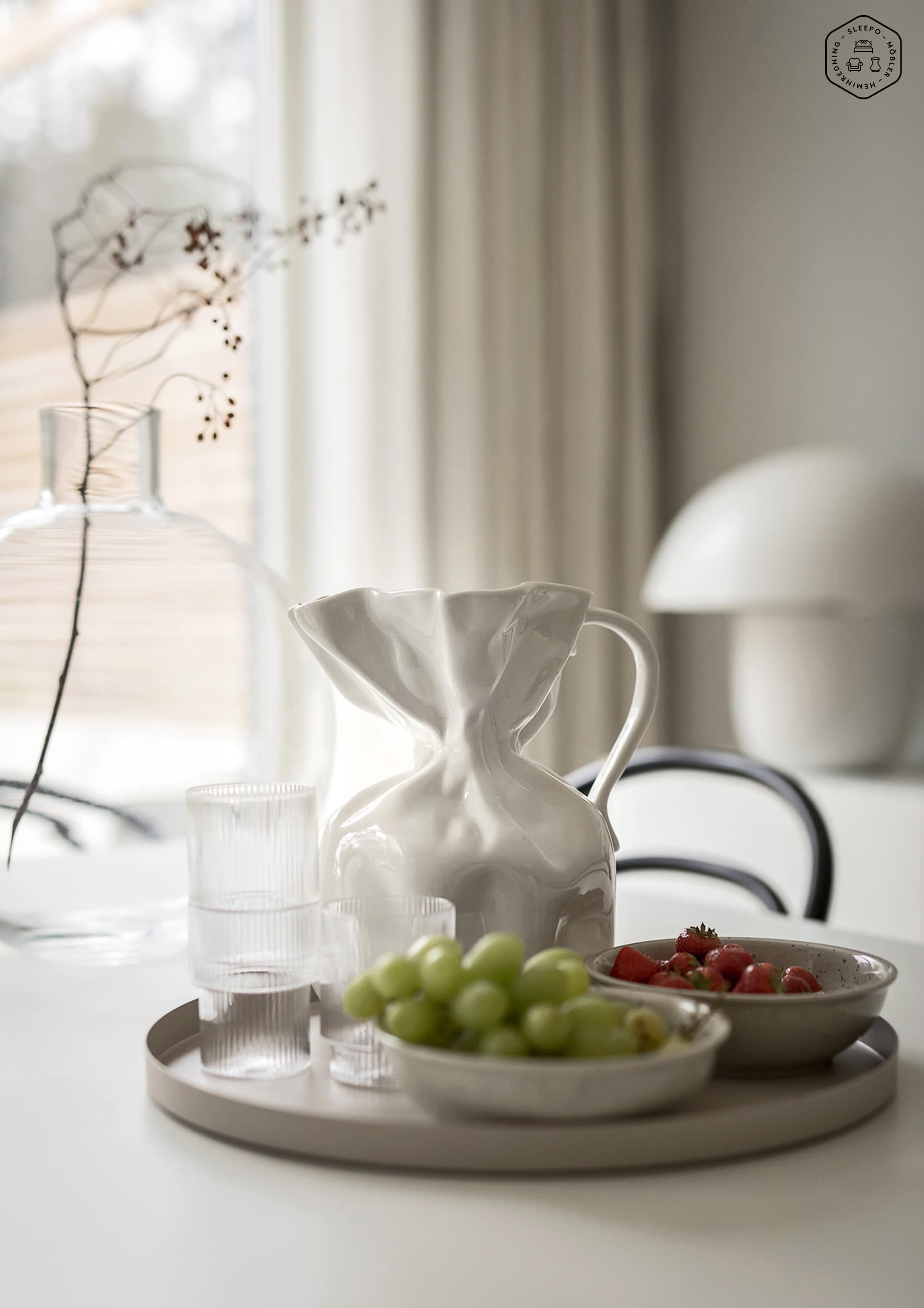 Crumple Vase/Jug White 26cm