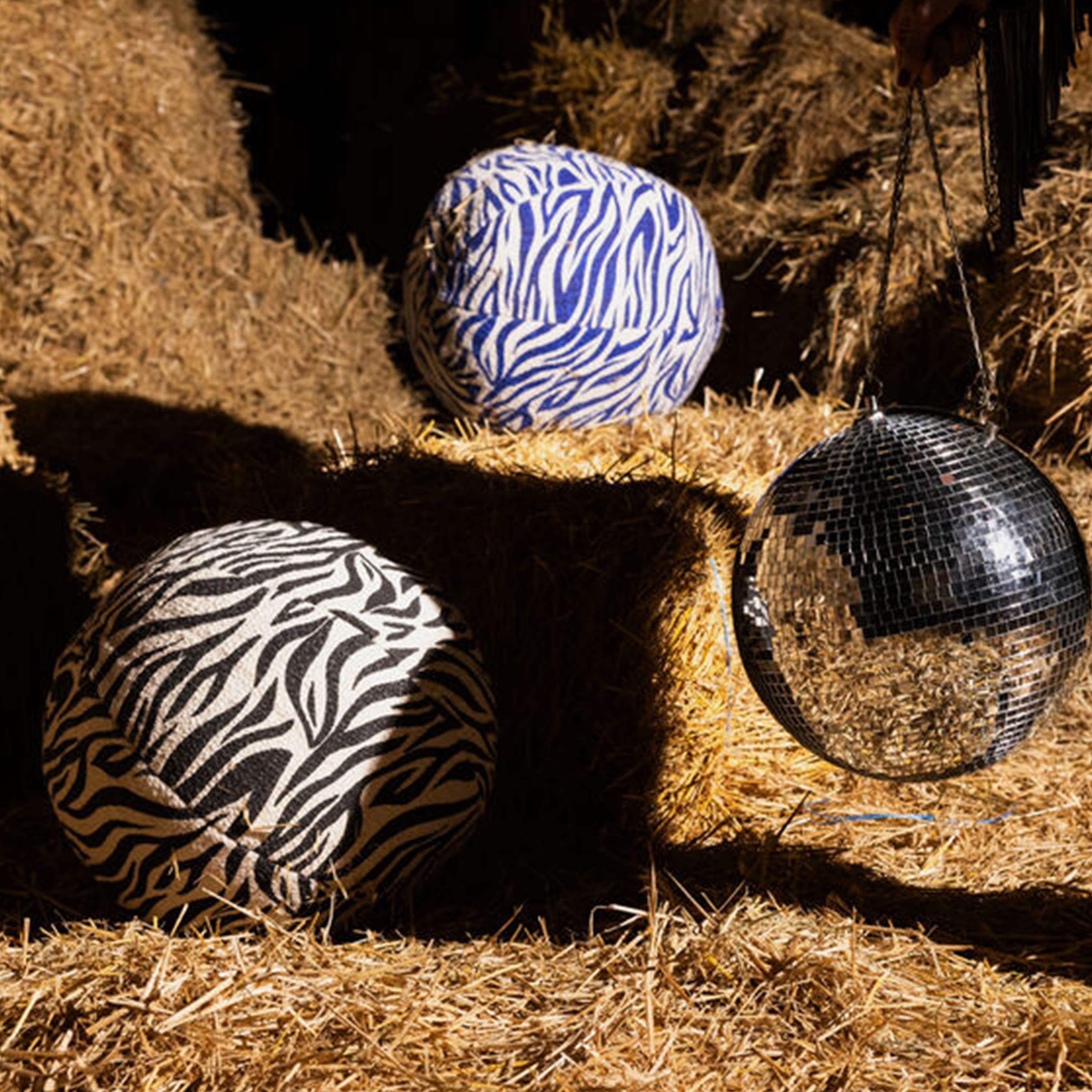 Anima Zebra Cushion Blue Ø35