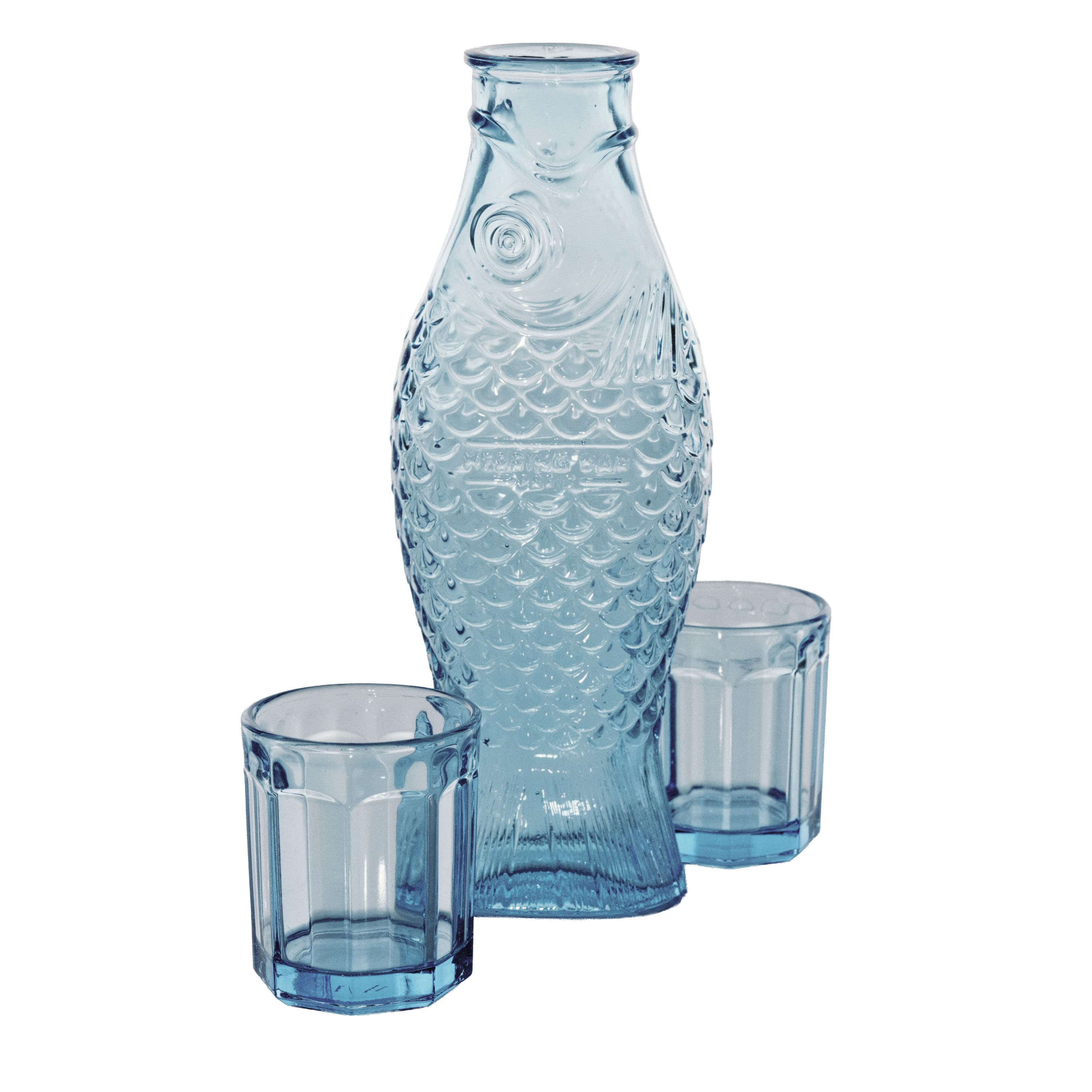 Fish&Fish Carafe with 2 Glasses Blue