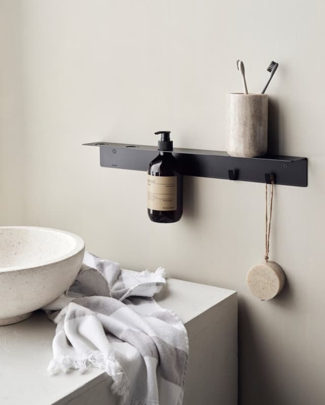 Väggfäste with Hooks Black 50cm