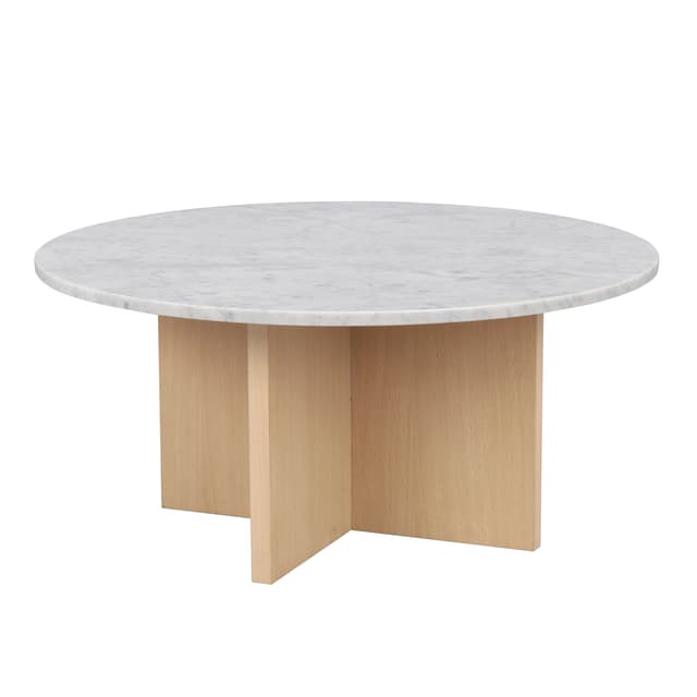 Brooksville Couchtisch Weißer Marmor/Weißpigmentiert Ø90