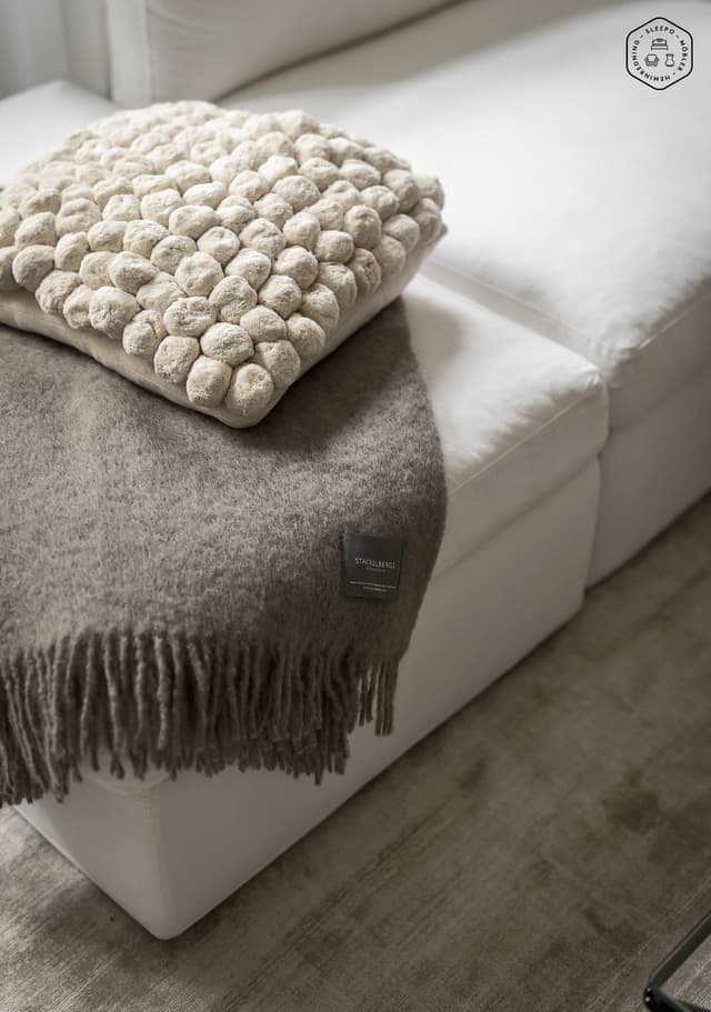 Pom Pom Decorative Cushion White 45x45