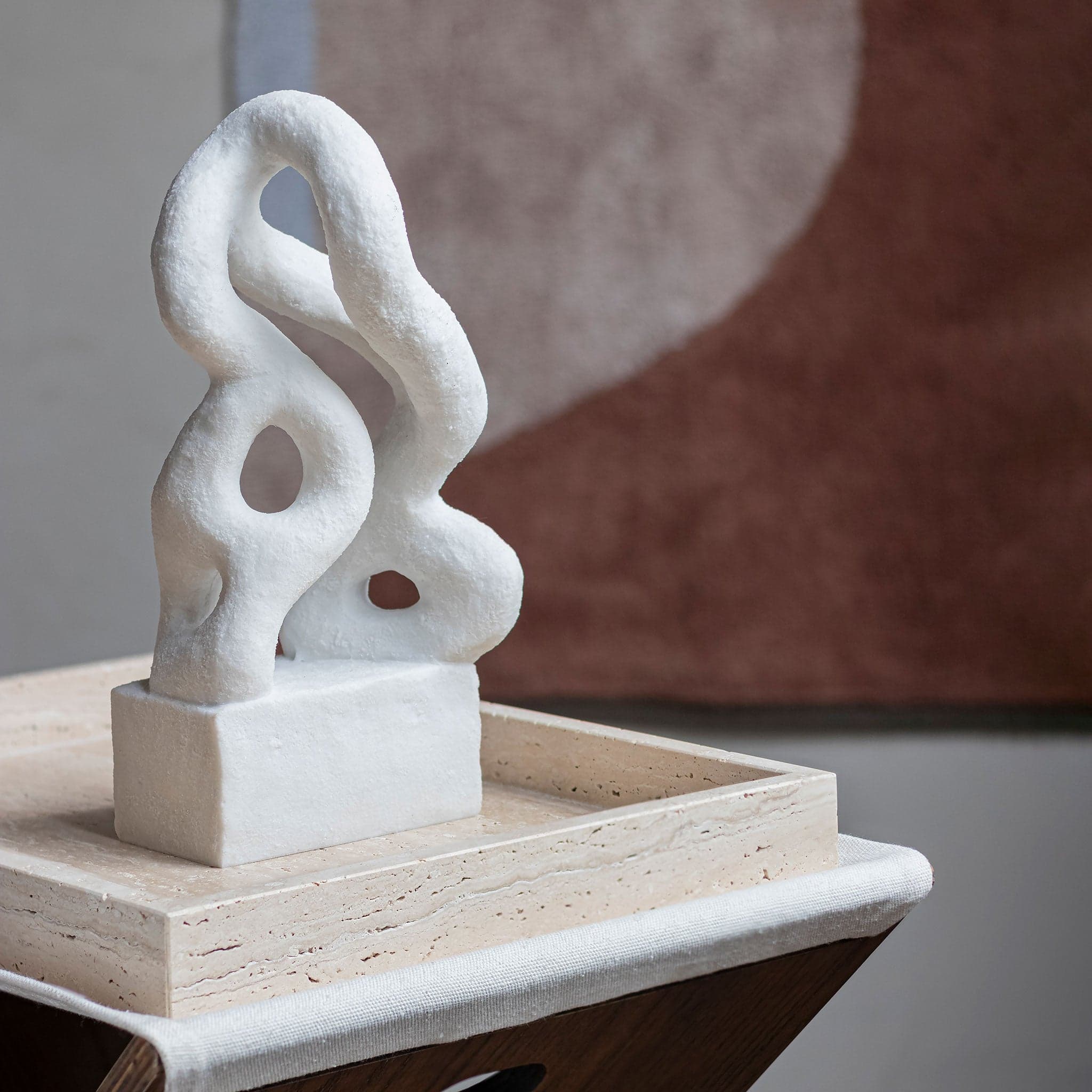 Travertine Teller Dekoration Leinen 40cm