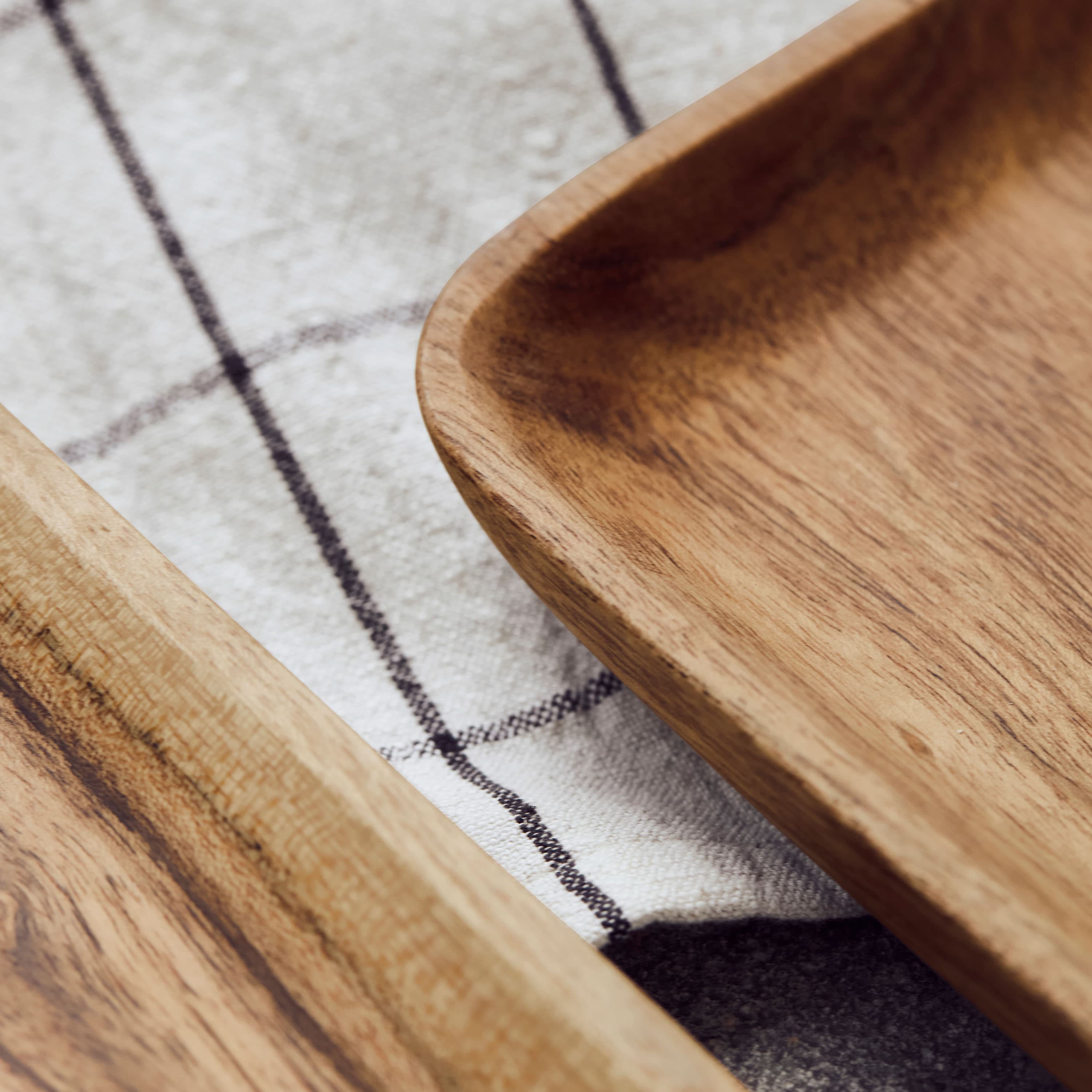 Wood Trays Natural Set of 2