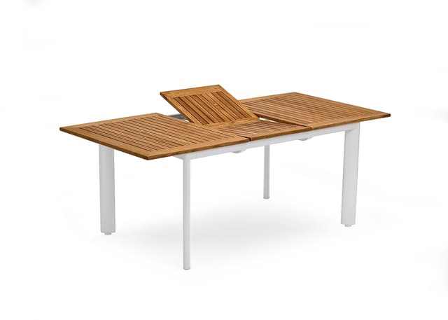 Nydala Esstisch Weiß/Teak 96x150/200