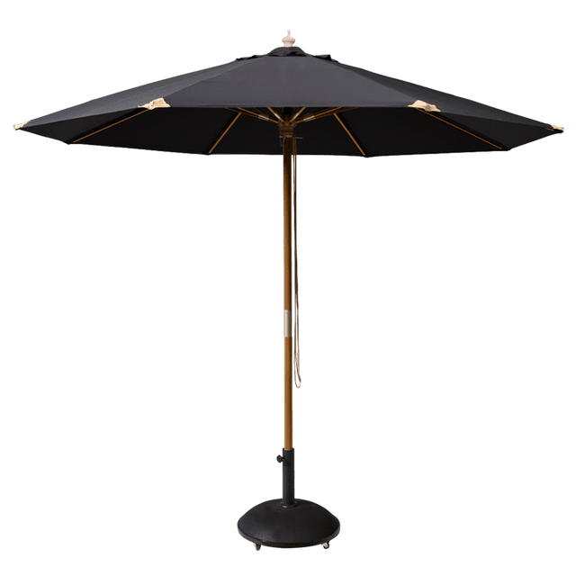 Capri Nero Parasol Schwarz/Teak Ø300