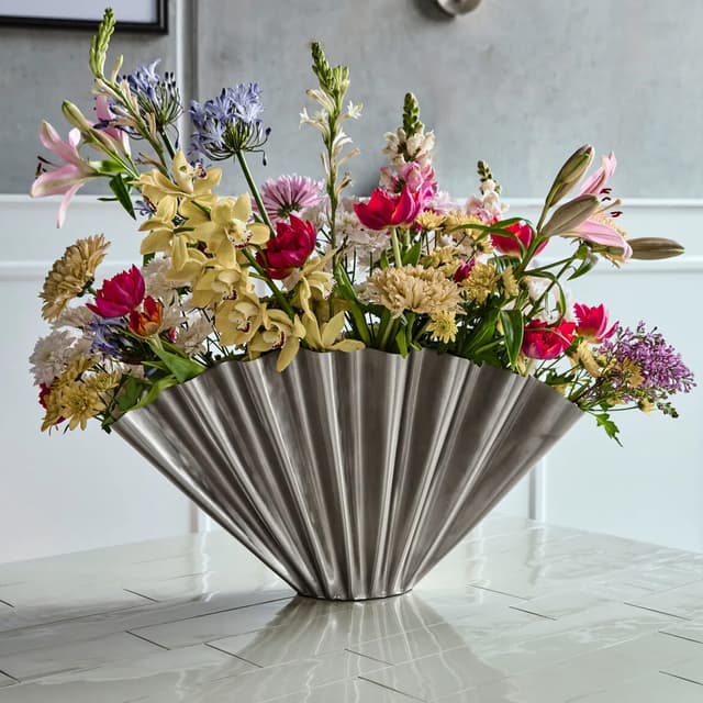 Flood Vase Brushed silver finish 30cm