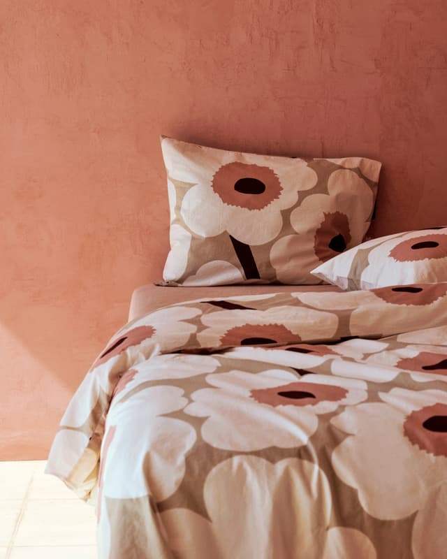 Unikko Pillowcase Crepe Beige/Rose 50x60