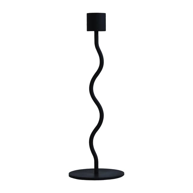 Curved Candlestick Black 23cm